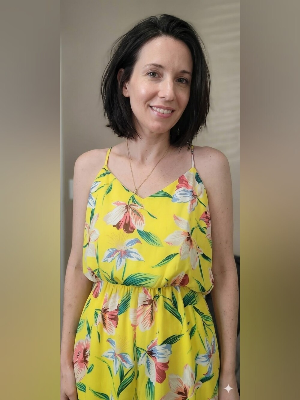 Yellow Floral Spaghetti Strap Shorts Romper